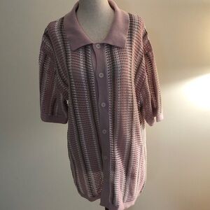 Pink Button-Up Knit Sweater